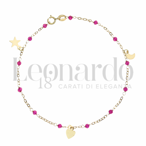 Modello Elemento pendente con Spinelli Rosa in Oro Giallo da 1gr.