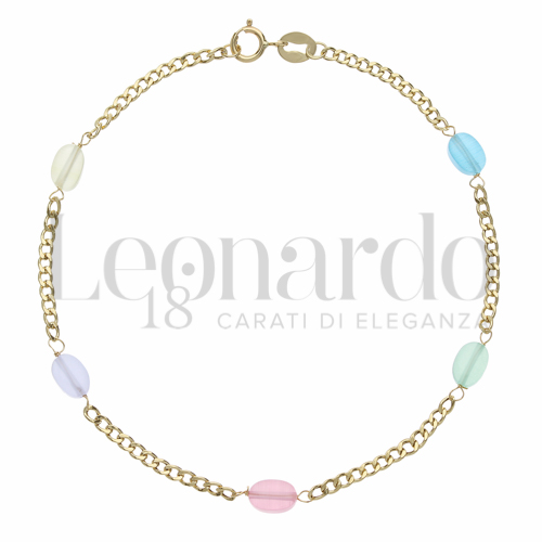 Modello o elemento Elemento in linea con Pietre rosa, blu, e verdi in Oro Giallo da 1,1gr.
