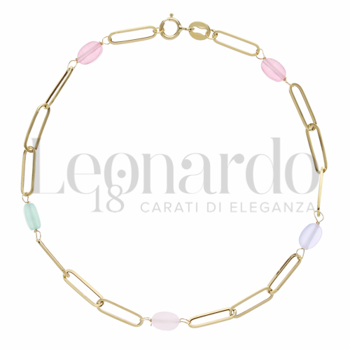Modello Elementi in linea con Pietre rosa, blu, e verdi in Oro Giallo da 1,2gr.