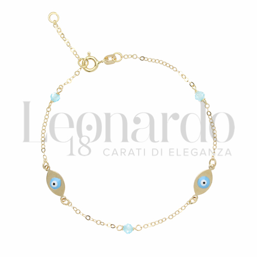 Modello o elemento Elemento in linea con Spinelli Azzurri e Smalto in Oro Giallo da 1,5gr.