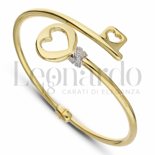 con Zircone bianco in Oro Giallo e Oro Bianco da 7,3gr.