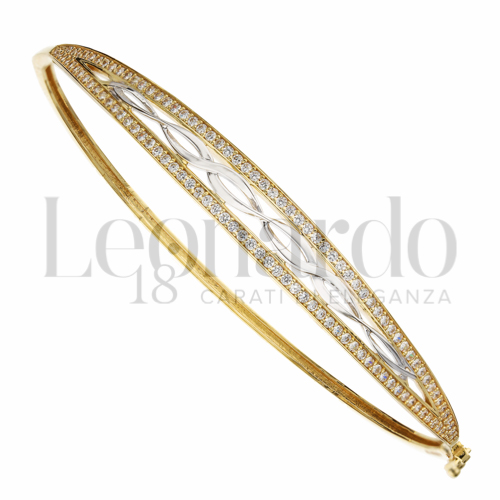 con Zircone bianco in Oro Giallo e Oro Bianco da 7,3gr.