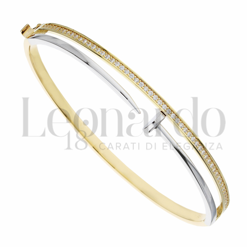 con Zircone bianco in Oro Giallo e Oro Bianco da 8,2gr.