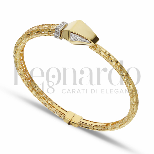con Zircone bianco in Oro Giallo e Oro Bianco da 13gr.