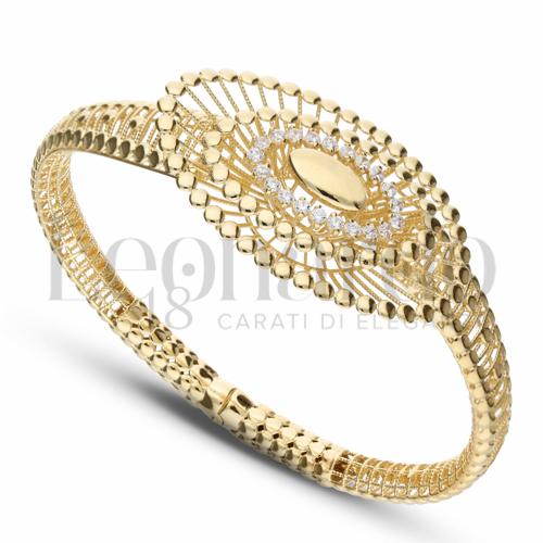 Modello o spessore Ovale con Zircone bianco in Oro Giallo da 17,2gr.