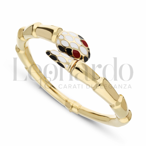 Modello Serpente Bianco-Nero; Occhi Rossi con Smalto in Oro Giallo da 13,9gr.