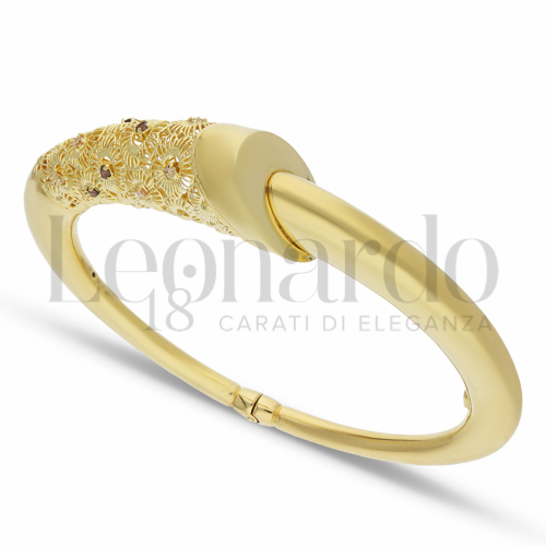 con Zirconi bianchi e zirconi Brown in Oro Giallo da 12,7gr.