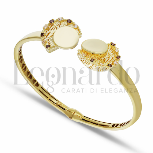 con Zirconi bianchi e zirconi Brown in Oro Giallo da 11,5gr.