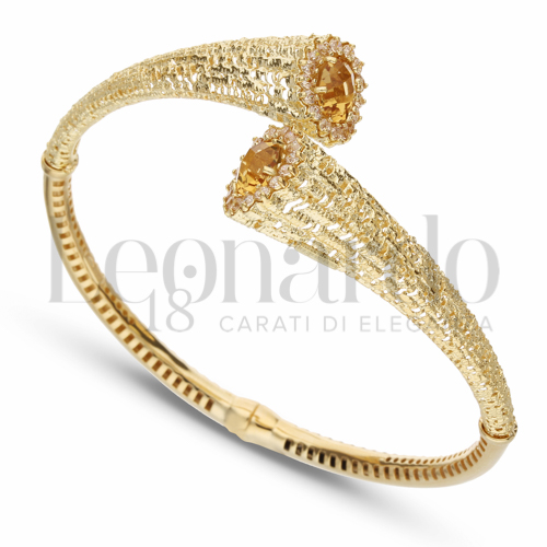 con Citrino Idrotermale e zirconi bianchi in Oro Giallo da 13,7gr.