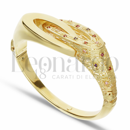 Modello o spessore Ovale con Zircone rosa Light in Oro Giallo da 18,4gr.