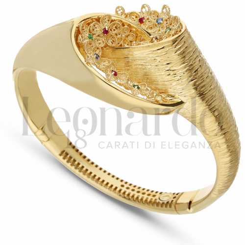 Modello Fiori con Zirconi colorati in Oro Giallo da 18,4gr.