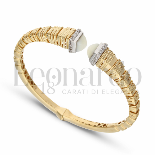 con Madreperla e zirconi in Oro Giallo e Oro Bianco da 16,6gr.