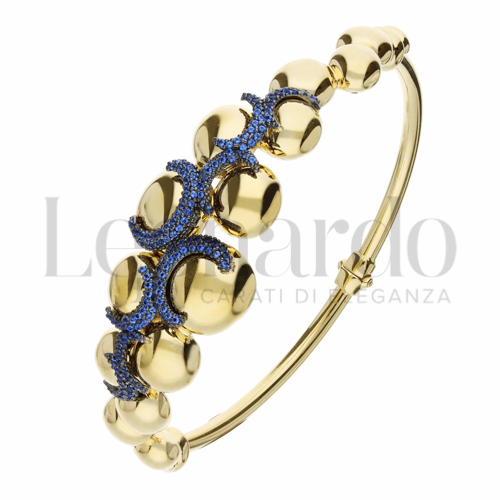 con Zirconi Blu in Oro Giallo da 11,6gr.