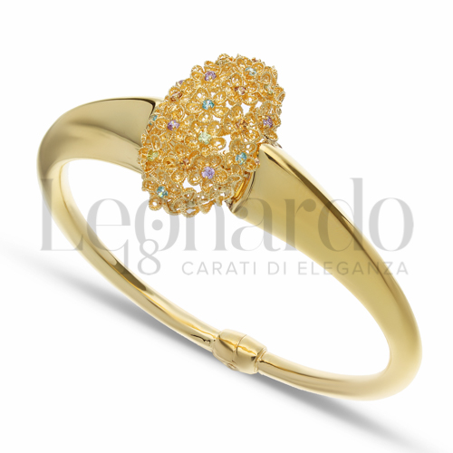 con Zirconi Viola, Verdi, Azzurri e citrino in Oro Giallo da 12,5gr.