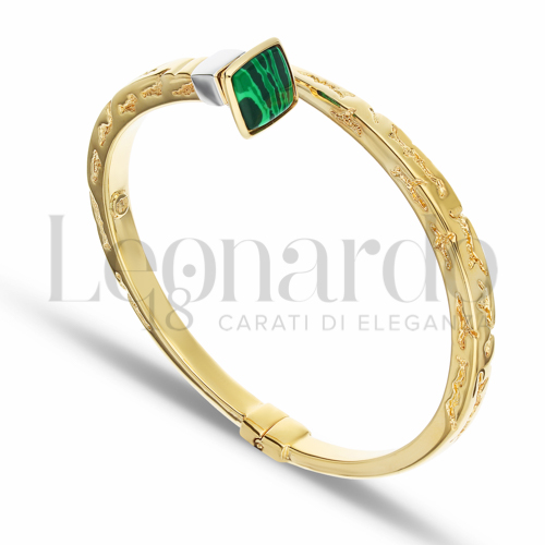 Modello o spessore 1° misura con Malachite in Oro Giallo e Oro Bianco da 10,5gr.