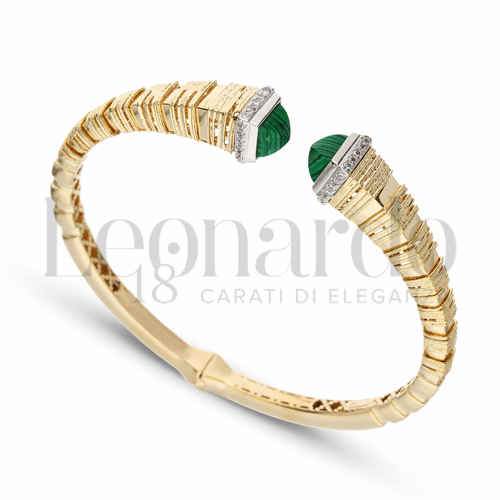 con Malachite e Zirconi Bianchi in Oro Giallo e Oro Bianco da 17gr.