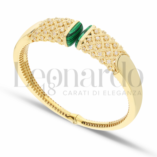 con Malachite e Zirconi Bianchi in Oro Giallo da 17gr.