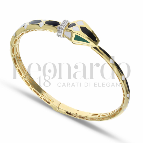 con Smalto Nero, Bianco, Verde e Zirconi Bianchi in Oro Giallo e Oro Bianco da 11,2gr.