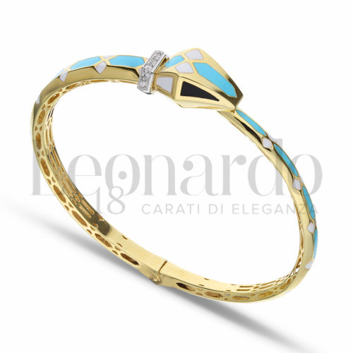 con Smalto Nero, Bianco, Turchese e Zirconi Bianchi in Oro Giallo e Oro Bianco da 11,3gr.