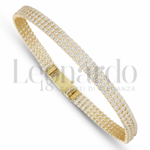 con Zircone bianco da Misura pietra 3 file di zirconi in Oro Giallo da 7,8gr.
