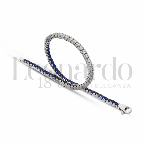 con Double Face - Zirconi Blu e Zirconi Bianchi da in Oro Bianco da 7,8gr.