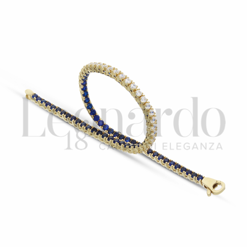 con Double Face - Zirconi Blu e Zirconi Bianchi da in Oro Giallo da 8gr.