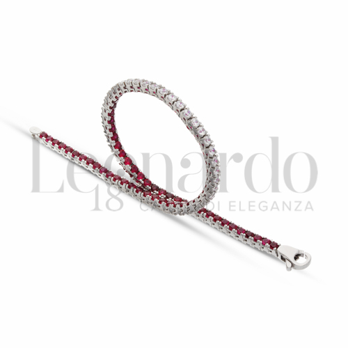 con Double Face - Zirconi Rossi e Zirconi Bianchi da in Oro Bianco da 8,2gr.