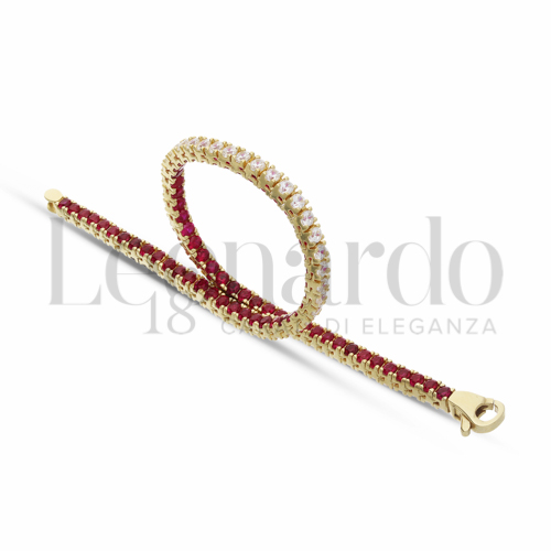 con Double Face - Zirconi Rossi e Zirconi Bianchi da in Oro Giallo da 8,4gr.