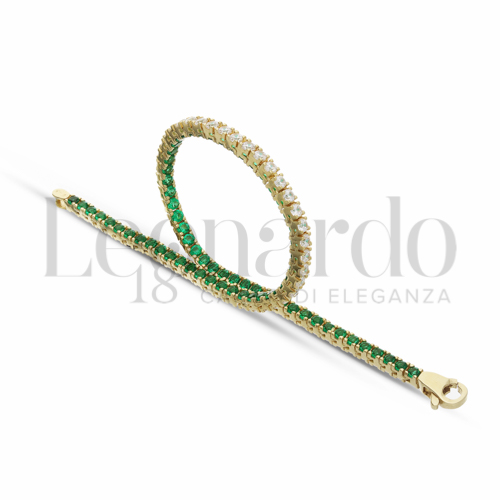 con Double Face - Zirconi Verdi e Zirconi Bianchi da in Oro Giallo da 7,4gr.