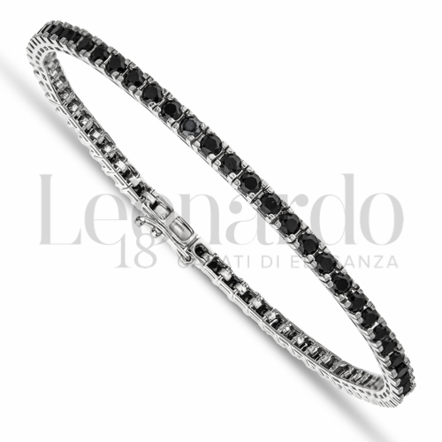 Riva - Bracciale rotondo placcato in oro bianco 18 carati, 18 cm, con zirconi, stile elegante e semplice