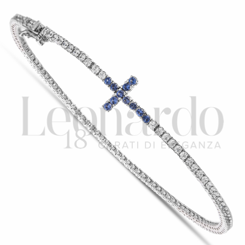 con Pietra di Colore Blu e zirconi bianchi da Misura pietra 1,50 mm in Oro Bianco da 6,3gr.