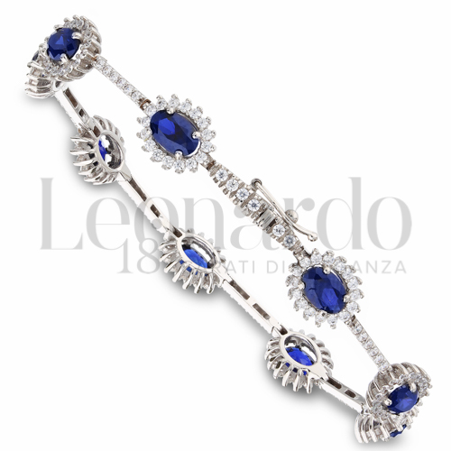 con Pietra di Colore Blu e zirconi bianchi da Misura pietra 1,10 mm in Oro Bianco da 11gr.