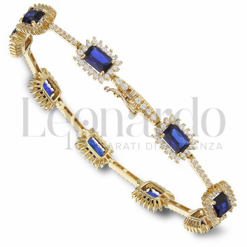 con Pietra di Colore Blu e zirconi bianchi da Misura pietra 1,10 mm in Oro Giallo da 12,1gr.