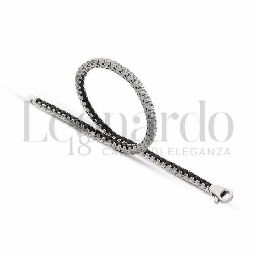 con Double Face - Zirconi Bianchi + Zirconi neri da in Oro Bianco da 7,3gr.