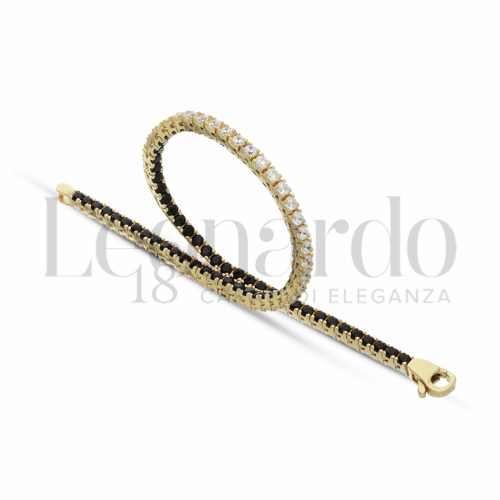 con Double Face - Zirconi Bianchi + Zirconi neri da in Oro Giallo da 7,8gr.