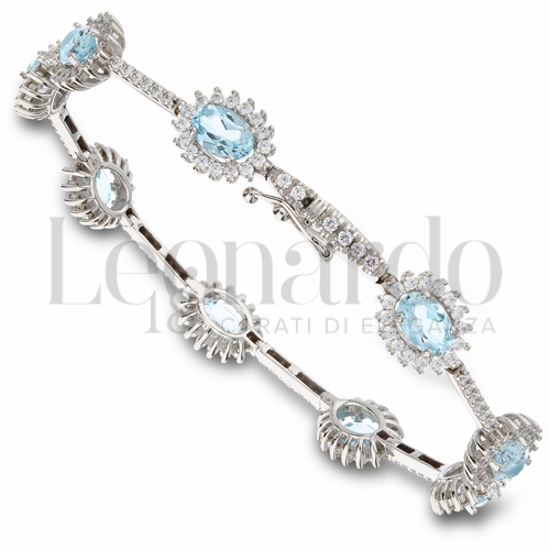 con Topazio azzurro e zirconi bianchi da Misura pietra 1,10 mm in Oro Bianco da 11gr.