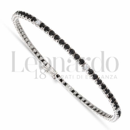 con 9+1 9 Zirconi neri + 1 Zircone bianco da Misura pietra 2,40 mm in Oro Bianco da 10,3gr.