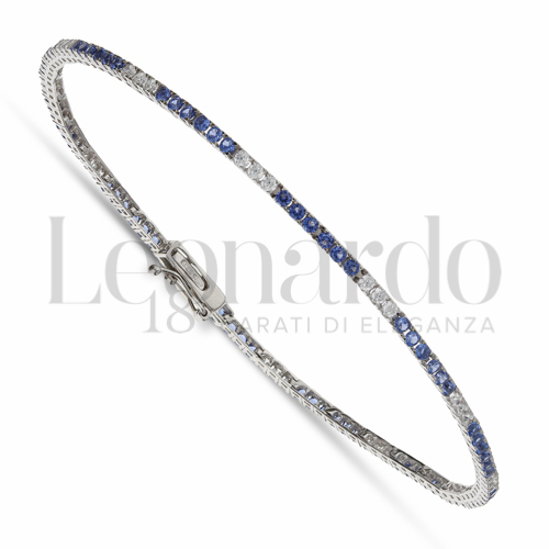 con 6+3 6 Zirconi blu + 3 Zirconi bianchi da Misura pietra 1,50 mm da Gr 4,50 in Oro Bianco da 4,1gr.