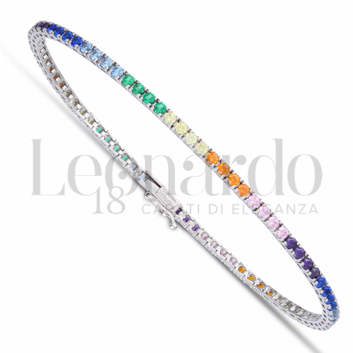 con Pietre Rainbow da Misura pietra 2,00 mm in Oro Bianco da 6,9gr.