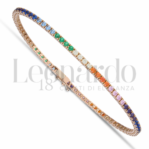 con Pietre Rainbow da Misura pietra 2,00 mm in Oro Rosa da 8,5gr.