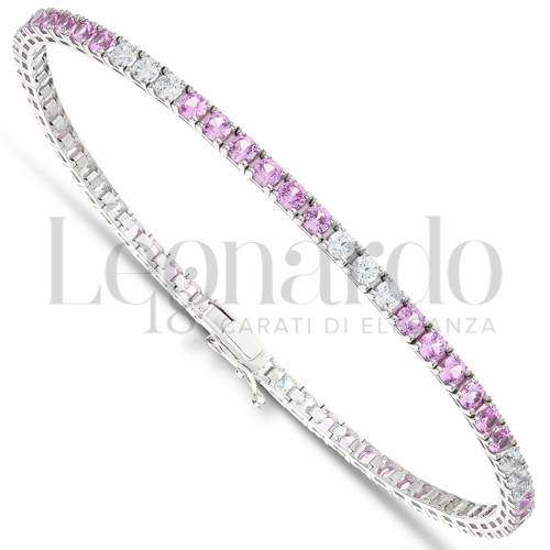 con 6 zirconi rosa light + 3 zirconi bianchi da Misura pietra 2,40 mm in Oro Bianco da 8,5gr.
