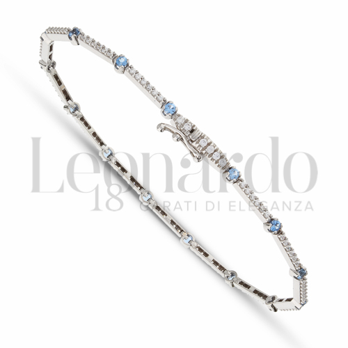 con Zirconi azzurri e zirconi bianchi da Misura pietra 1,10 mm in Oro Bianco da 6,4gr.
