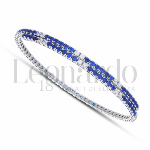 con 6 Zirconi Blu + 2 Zirconi Bianchi da Misura pietra 2,00 mm in Oro Bianco da 9gr.