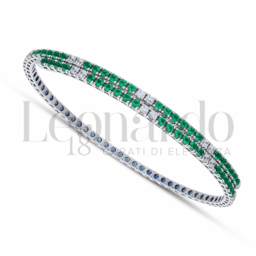 con 6 Zirconi Verdi + 2 Zirconi Bianchi da Misura pietra 2,00 mm in Oro Bianco da 8,9gr.