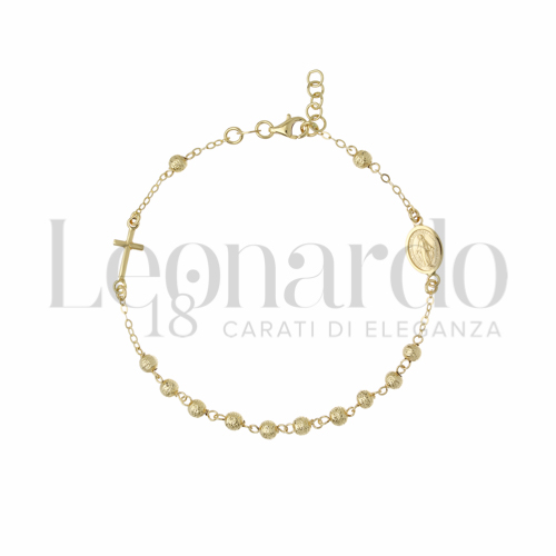 Bracciale Rosario Oro Giallo 18 kt con Sfere da 4 mm 21 cm