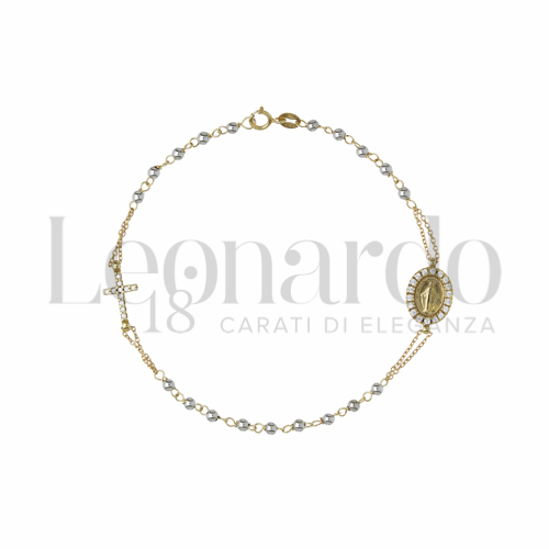 Bracciale Rosario Oro Giallo 18 kt con Sfere da 4 mm 21 cm