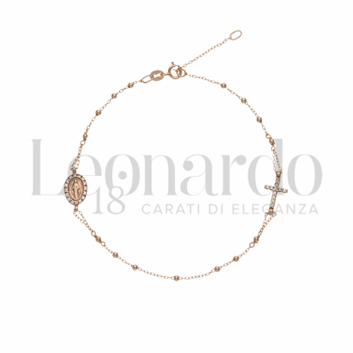 2 mm Diametro sfere o lunghezza con Zircone bianco in Oro Rosa da 2gr.