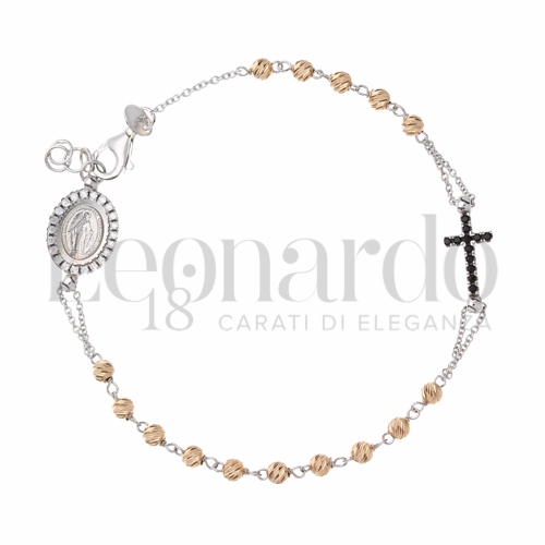 3 mm Diametro sfere o lunghezza con Double Face - Zirconi Bianchi + Zirconi neri in Oro Rosa e Oro Bianco da 4,2gr.