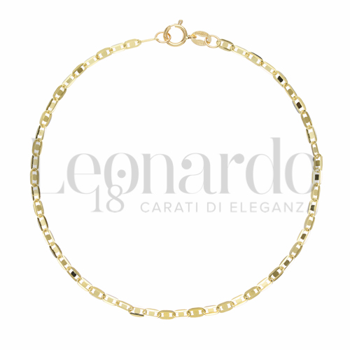 Cavigliera Con Catena Mariner In Oro 14 Carati, Cavigliera Piatta Da 3 - Foto 2