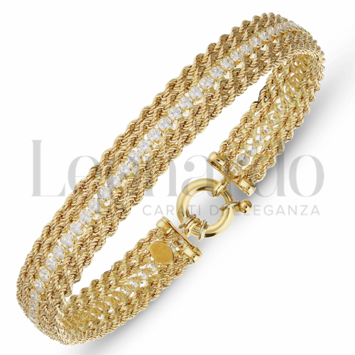 4 File con Zircone bianco in Oro Giallo da 11gr.